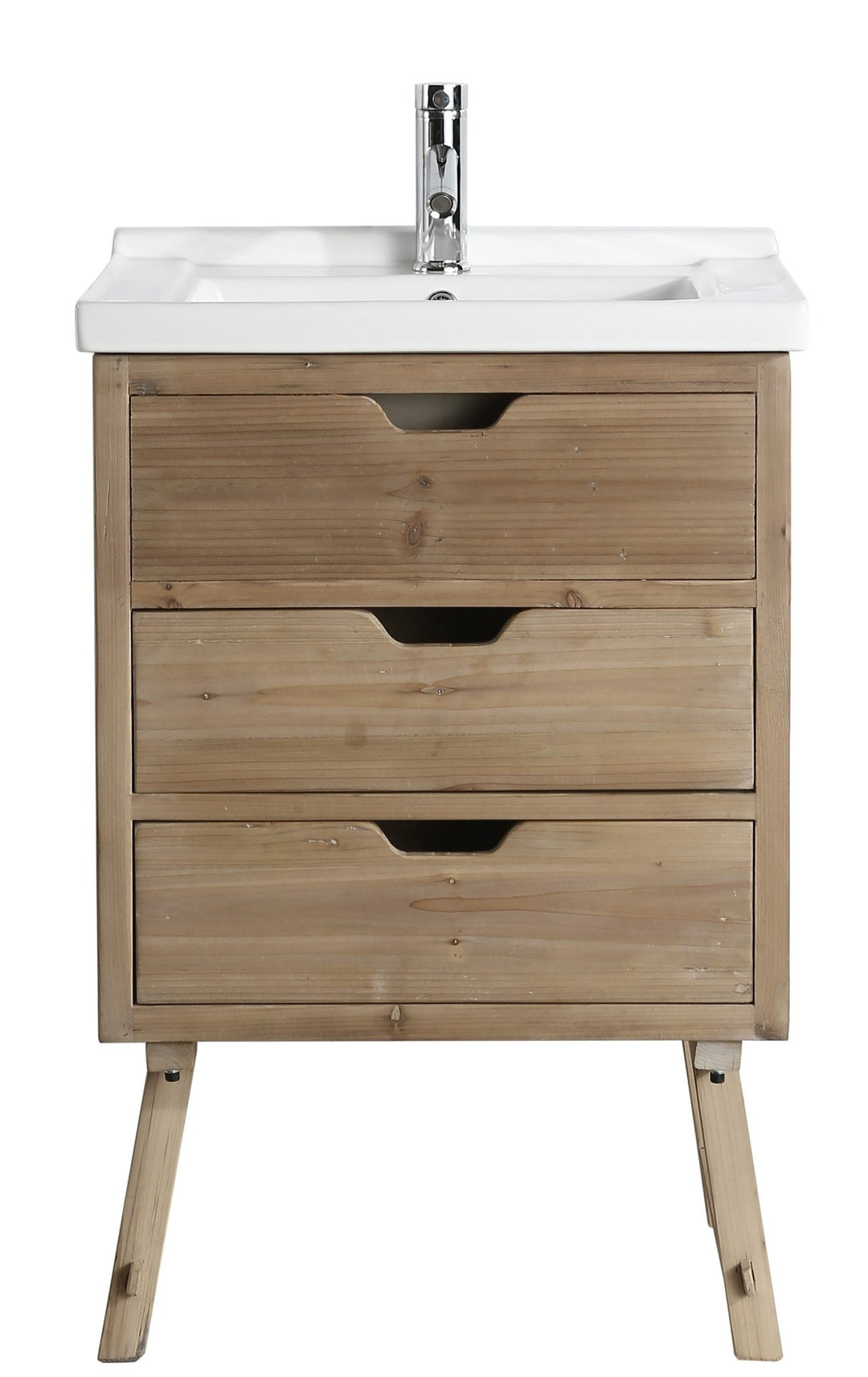 Fredric 24" Single Sink Vanity in Natural with Porcelain Top - Design Element Bath Kitchen - Bathroom Vanity -