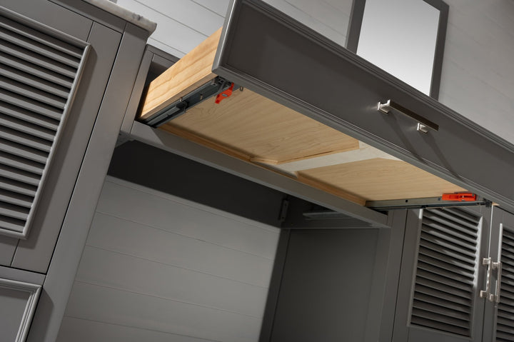 Estate 102" Double Sink Bathroom Vanity Modular Set with White Quartz Top - Design Element Bath Kitchen - Bathroom Vanity - White with Silver Satin Hardware