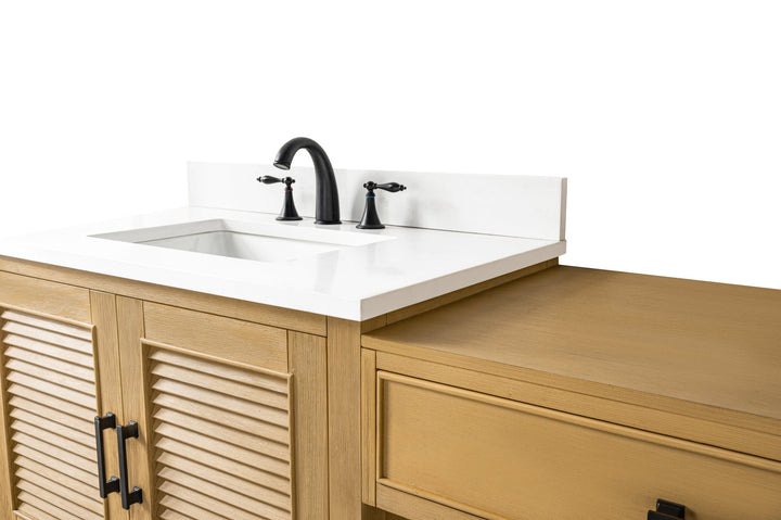 Estate 102" Double Sink Bathroom Vanity Modular Set with White Quartz Top - Design Element Bath Kitchen - Bathroom Vanity - White with Silver Satin Hardware