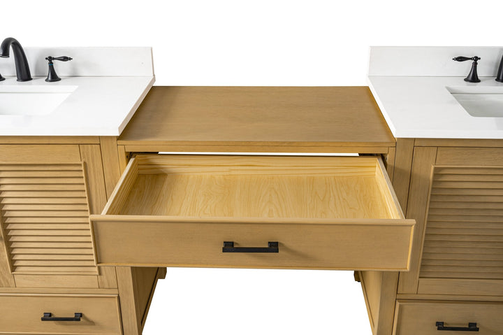 Estate 102" Double Sink Bathroom Vanity Modular Set with White Quartz Top - Design Element Bath Kitchen - Bathroom Vanity - White with Silver Satin Hardware