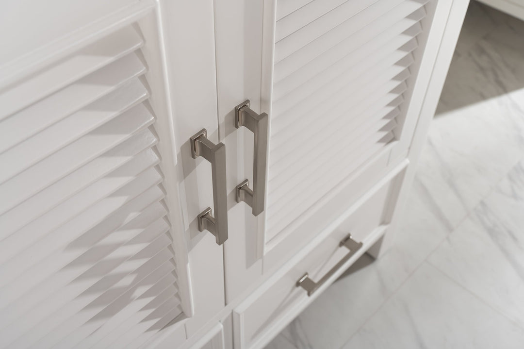 Estate 102" Double Sink Bathroom Vanity Modular Set with White Quartz Top - Design Element Bath Kitchen - Bathroom Vanity - White with Silver Satin Hardware