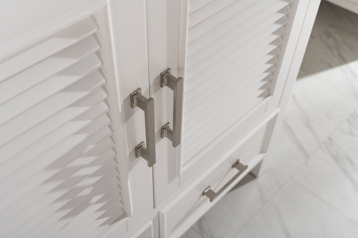 Estate 102" Double Sink Bathroom Vanity Modular Set with White Quartz Top - Design Element Bath Kitchen - Bathroom Vanity - White with Silver Satin Hardware