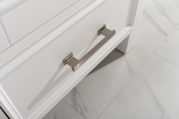 Estate 102" Double Sink Bathroom Vanity Modular Set with White Quartz Top - Design Element Bath Kitchen - Bathroom Vanity - White with Silver Satin Hardware