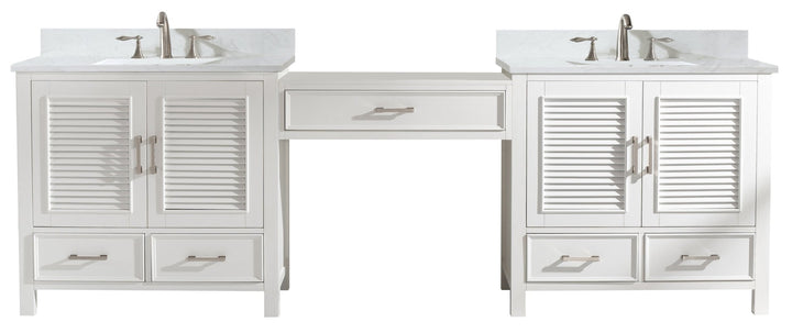Estate 102" Double Sink Bathroom Vanity Modular Set with White Quartz Top - Design Element Bath Kitchen - Bathroom Vanity - White with Silver Satin Hardware
