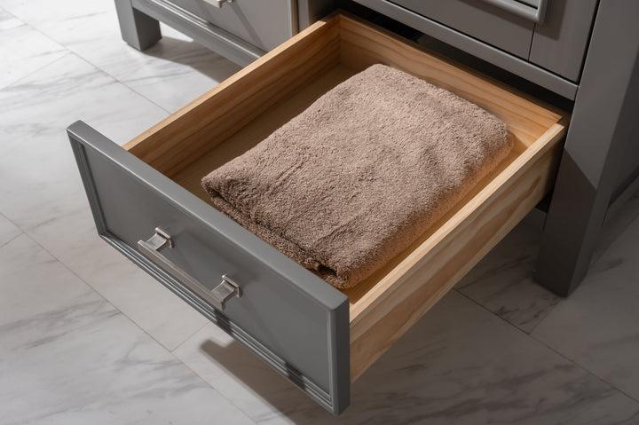 Estate 36" Single Vanity with White Quartz Top - Design Element Bath Kitchen - Bathroom Vanity - Golden Oak with Matte Black Hardware