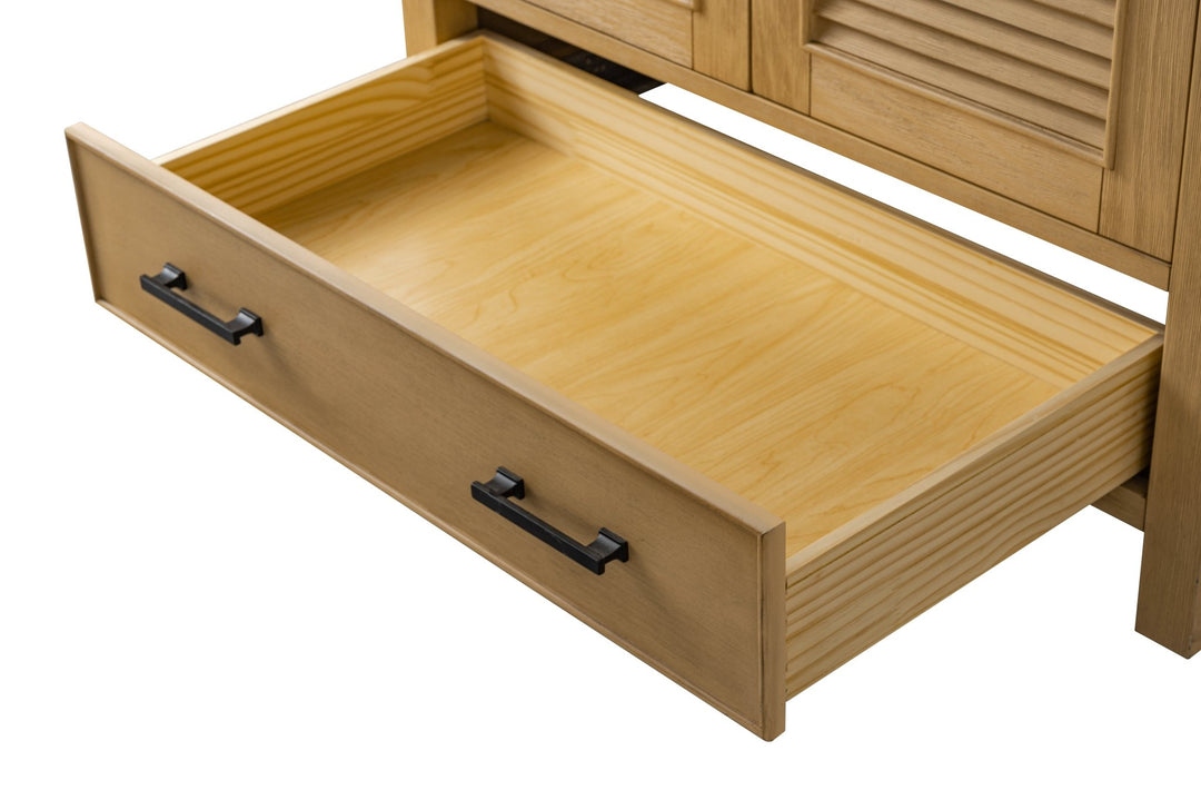 Estate 36" Single Vanity with White Quartz Top - Design Element Bath Kitchen - Bathroom Vanity - Golden Oak with Matte Black Hardware