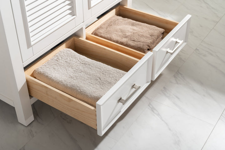 Estate 36" Single Vanity with White Quartz Top - Design Element Bath Kitchen - Bathroom Vanity - Golden Oak with Matte Black Hardware