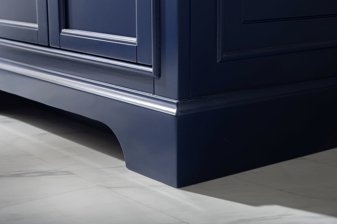 Milano 30" Single Sink Vanity with White Quartz Top - Design Element Bath Kitchen - Bathroom Vanity - Navy with Satin Gold Hardware