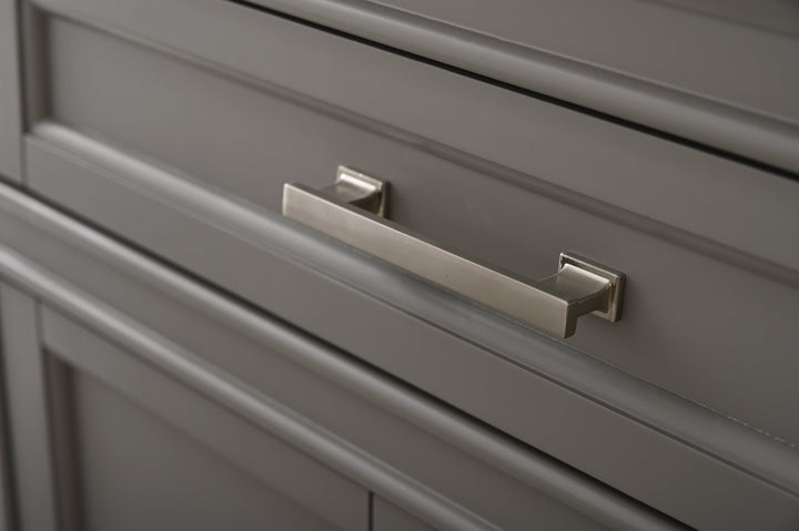 Milano 30" Single Sink Vanity with White Quartz Top - Design Element Bath Kitchen - Bathroom Vanity - Navy with Satin Gold Hardware