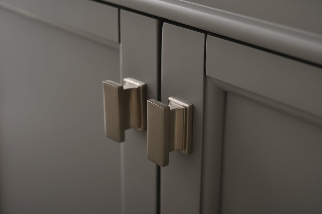 Milano 30" Single Sink Vanity with White Quartz Top - Design Element Bath Kitchen - Bathroom Vanity - Navy with Satin Gold Hardware