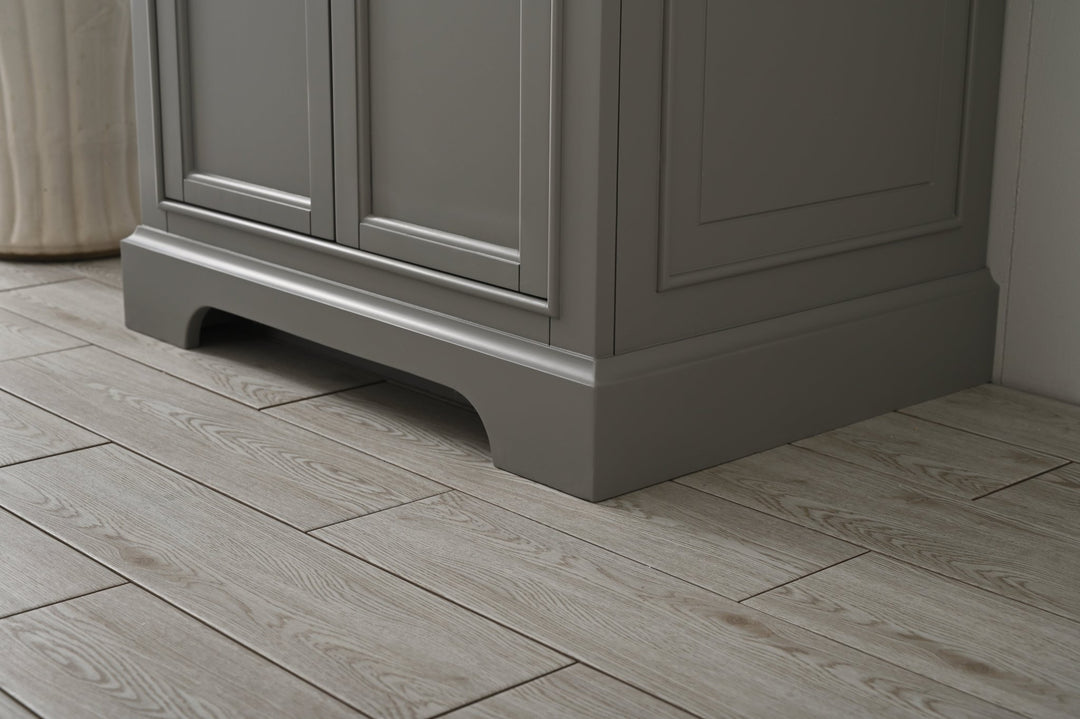 Milano 30" Single Sink Vanity with White Quartz Top - Design Element Bath Kitchen - Bathroom Vanity - Navy with Satin Gold Hardware