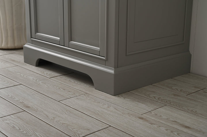 Milano 30" Single Sink Vanity with White Quartz Top - Design Element Bath Kitchen - Bathroom Vanity - Navy with Satin Gold Hardware