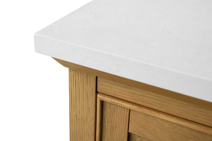 Milano 30" Single Sink Vanity with White Quartz Top - Design Element Bath Kitchen - Bathroom Vanity - White with Silver Satin Hardware