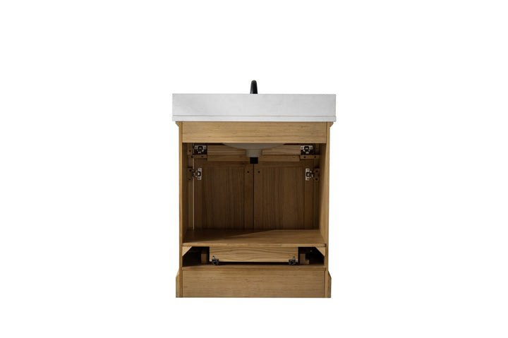 Milano 30" Single Sink Vanity with White Quartz Top - Design Element Bath Kitchen - Bathroom Vanity - White with Silver Satin Hardware