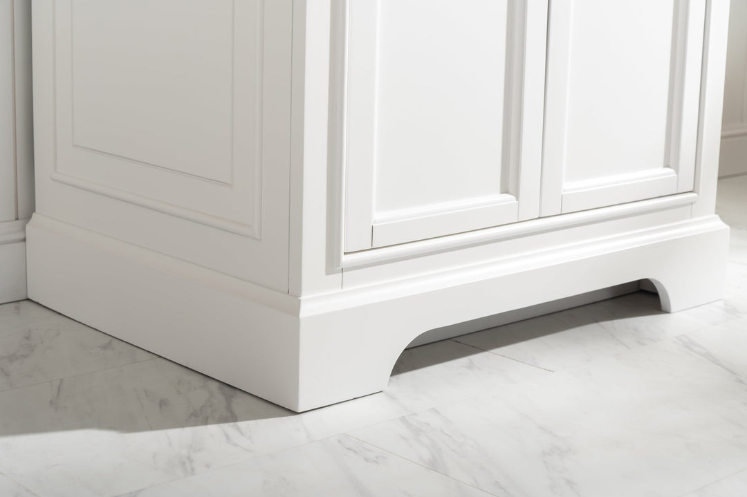 Milano 30" Single Sink Vanity with White Quartz Top - Design Element Bath Kitchen - Bathroom Vanity - White with Silver Satin Hardware