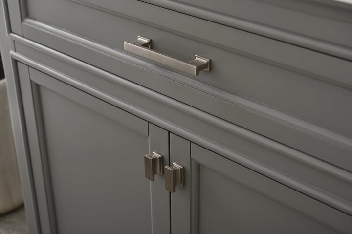 Milano 36" Single Sink Vanity with White Quartz Top - Design Element Bath Kitchen - Bathroom Vanity - Navy with Satin Gold Hardware