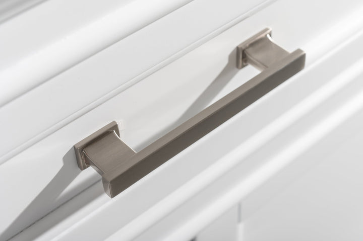 Milano 36" Single Sink Vanity with White Quartz Top - Design Element Bath Kitchen - Bathroom Vanity - Navy with Satin Gold Hardware