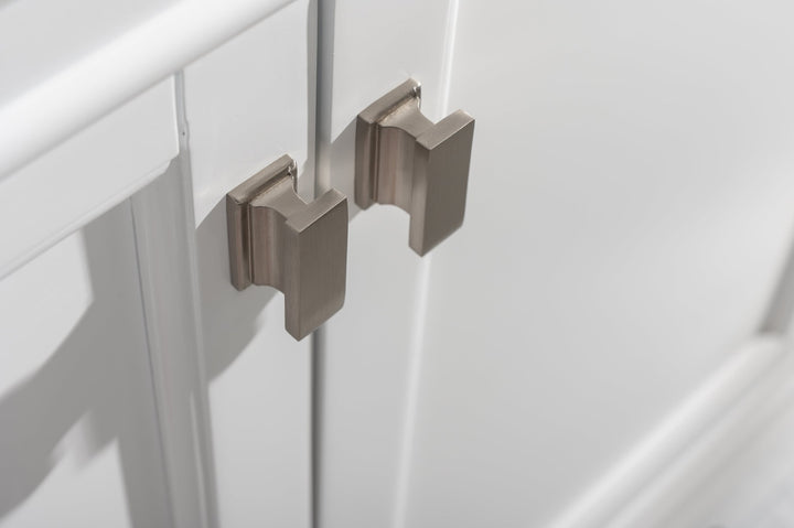 Milano 36" Single Sink Vanity with White Quartz Top - Design Element Bath Kitchen - Bathroom Vanity - Navy with Satin Gold Hardware