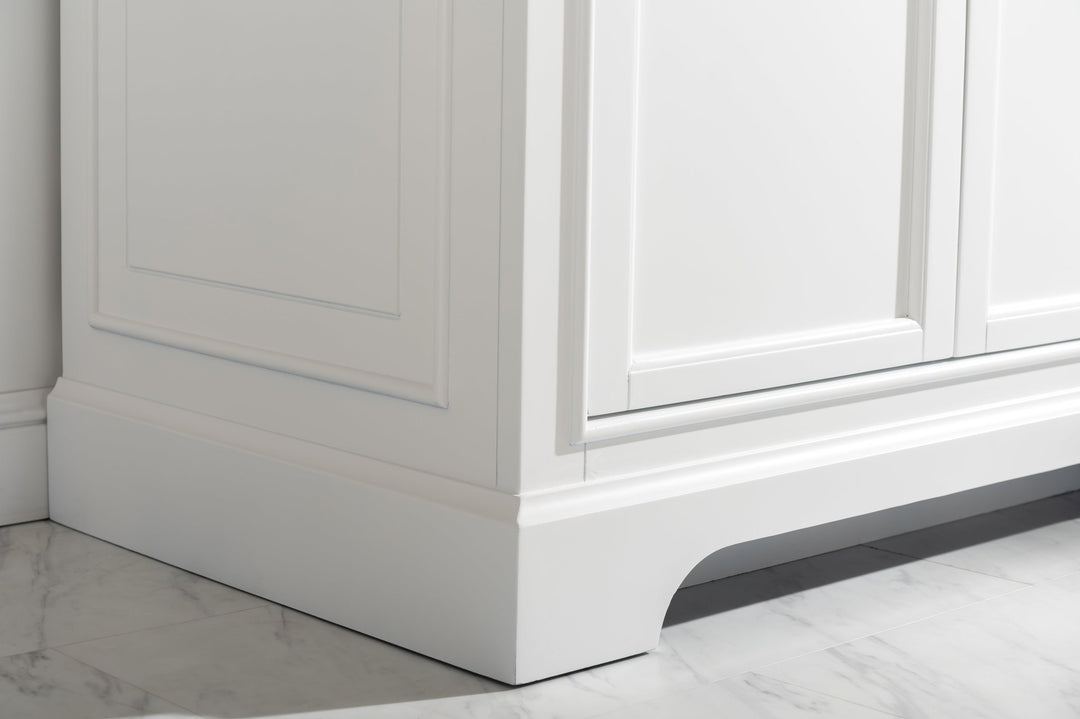 Milano 36" Single Sink Vanity with White Quartz Top - Design Element Bath Kitchen - Bathroom Vanity - Navy with Satin Gold Hardware