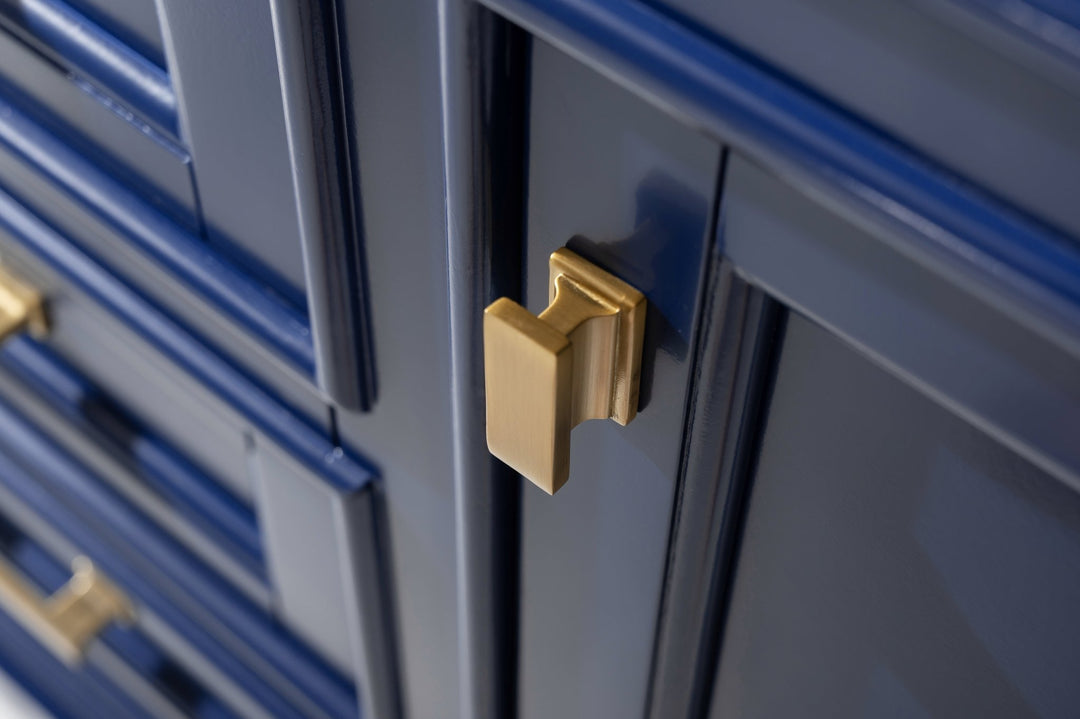 Milano 48" Single Sink Vanity with White Quartz Top - Design Element Bath Kitchen - Bathroom Vanity - Navy with Satin Gold Hardware