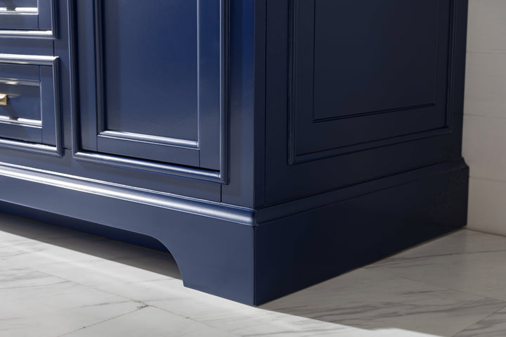 Milano 48" Single Sink Vanity with White Quartz Top - Design Element Bath Kitchen - Bathroom Vanity - Navy with Satin Gold Hardware