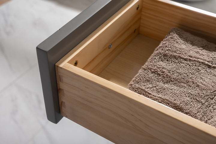 Milano 48" Single Sink Vanity with White Quartz Top - Design Element Bath Kitchen - Bathroom Vanity - Navy with Satin Gold Hardware