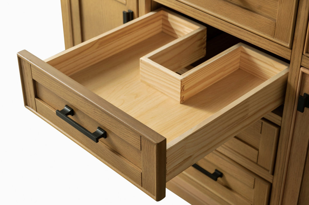 Milano 48" Single Sink Vanity with White Quartz Top - Design Element Bath Kitchen - Bathroom Vanity - Navy with Satin Gold Hardware