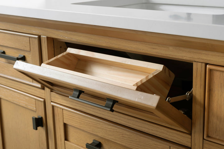 Milano 48" Single Sink Vanity with White Quartz Top - Design Element Bath Kitchen - Bathroom Vanity - Navy with Satin Gold Hardware