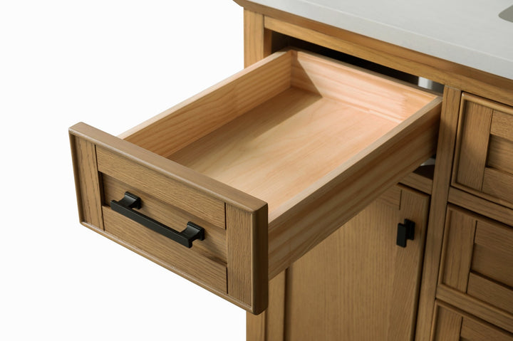 Milano 48" Single Sink Vanity with White Quartz Top - Design Element Bath Kitchen - Bathroom Vanity - Navy with Satin Gold Hardware