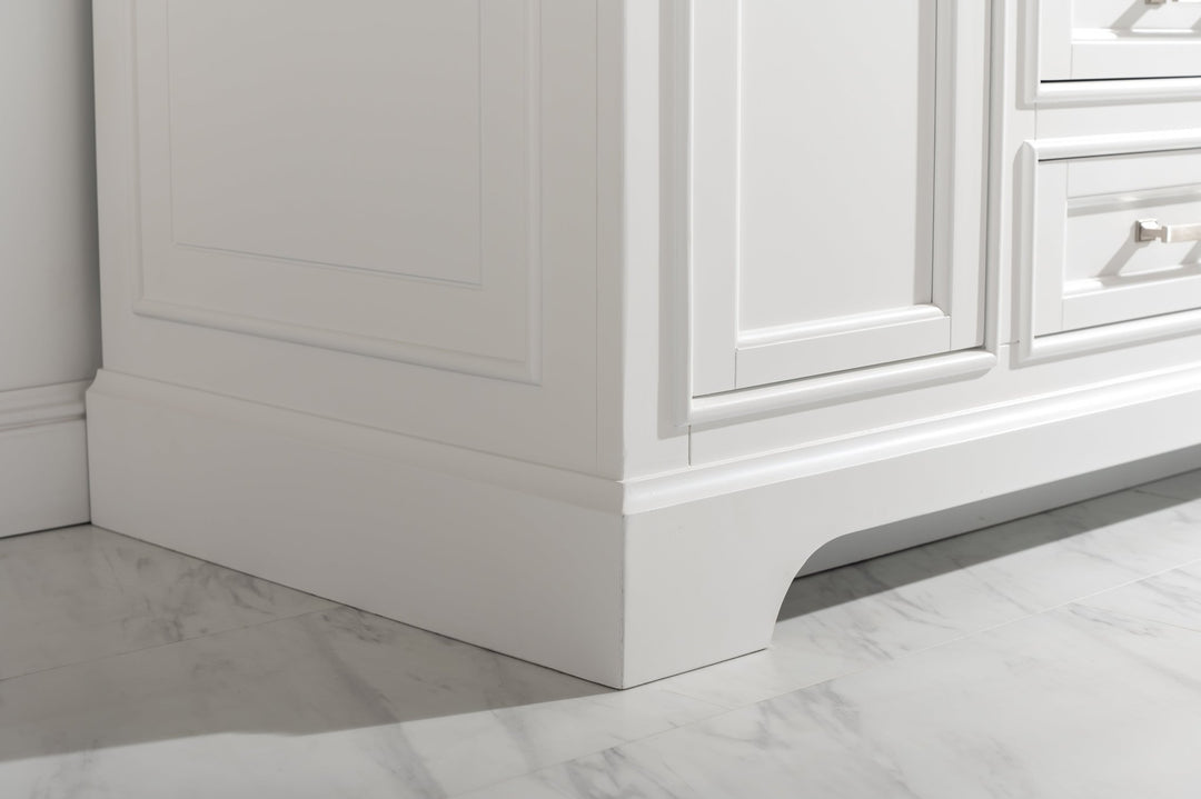 Milano 48" Single Sink Vanity with White Quartz Top - Design Element Bath Kitchen - Bathroom Vanity - Navy with Satin Gold Hardware