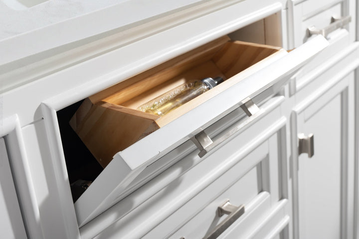 Milano 48" Single Sink Vanity with White Quartz Top - Design Element Bath Kitchen - Bathroom Vanity - Navy with Satin Gold Hardware