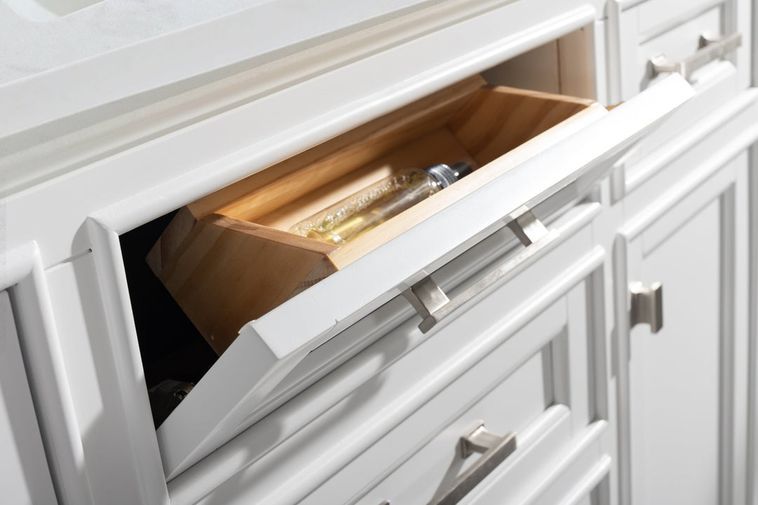 Milano 48" Single Sink Vanity with White Quartz Top - Design Element Bath Kitchen - Bathroom Vanity - Navy with Satin Gold Hardware