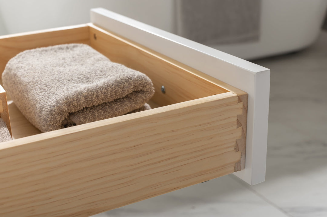 Milano 48" Single Sink Vanity with White Quartz Top - Design Element Bath Kitchen - Bathroom Vanity - Navy with Satin Gold Hardware