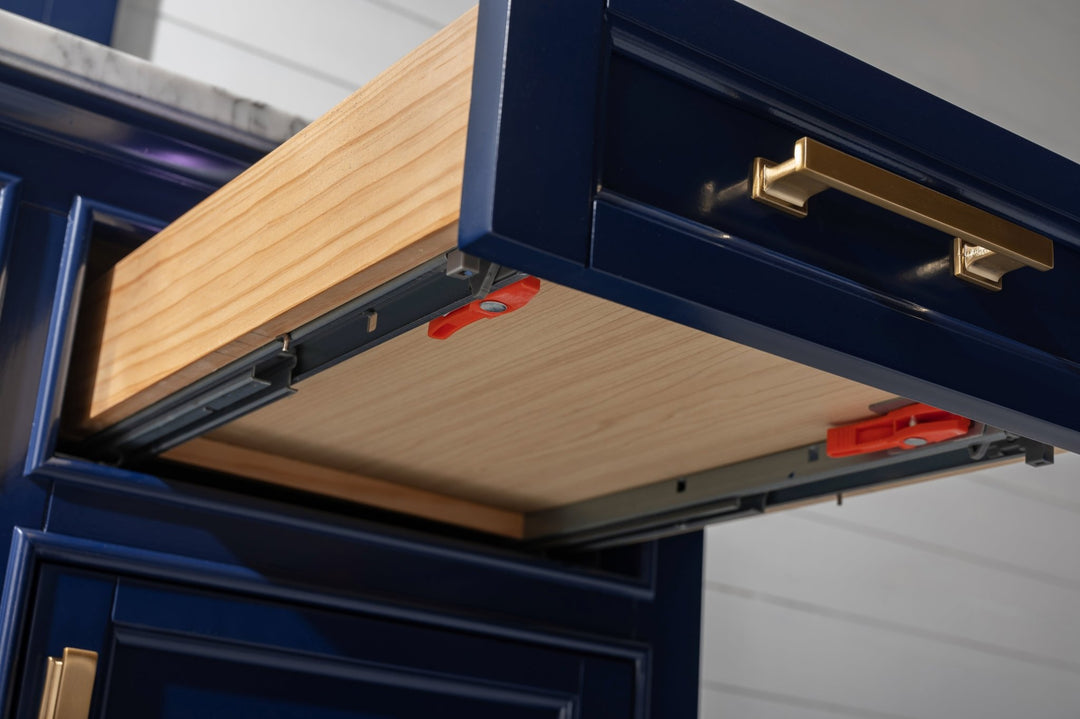 Milano 54" Single Sink Vanity with White Quartz Top - Design Element Bath Kitchen - Bathroom Vanity - Navy with Satin Gold Hardware