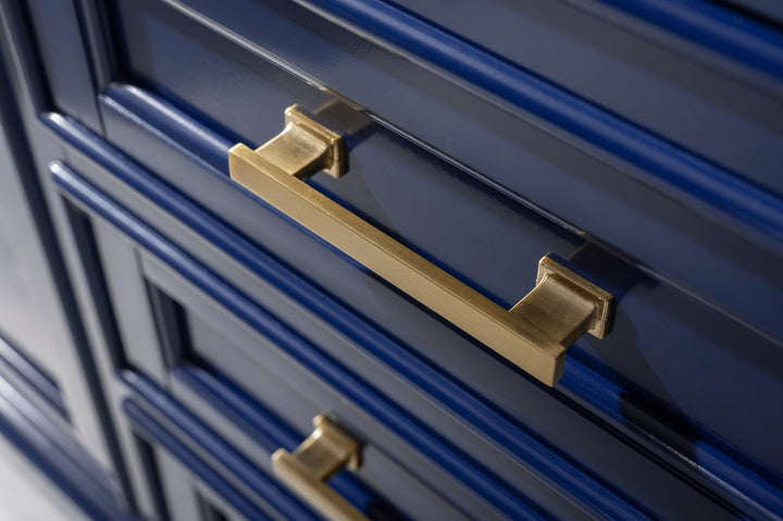 Milano 54" Single Sink Vanity with White Quartz Top - Design Element Bath Kitchen - Bathroom Vanity - Navy with Satin Gold Hardware