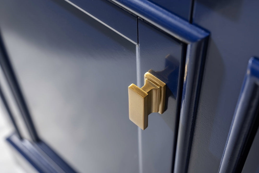 Milano 54" Single Sink Vanity with White Quartz Top - Design Element Bath Kitchen - Bathroom Vanity - Navy with Satin Gold Hardware