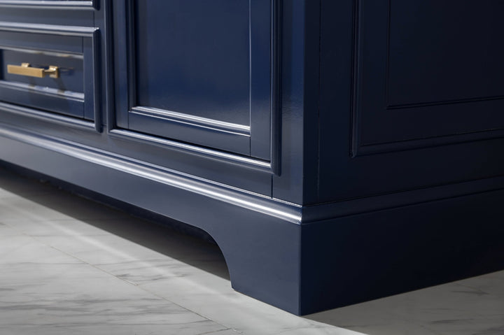 Milano 54" Single Sink Vanity with White Quartz Top - Design Element Bath Kitchen - Bathroom Vanity - Navy with Satin Gold Hardware