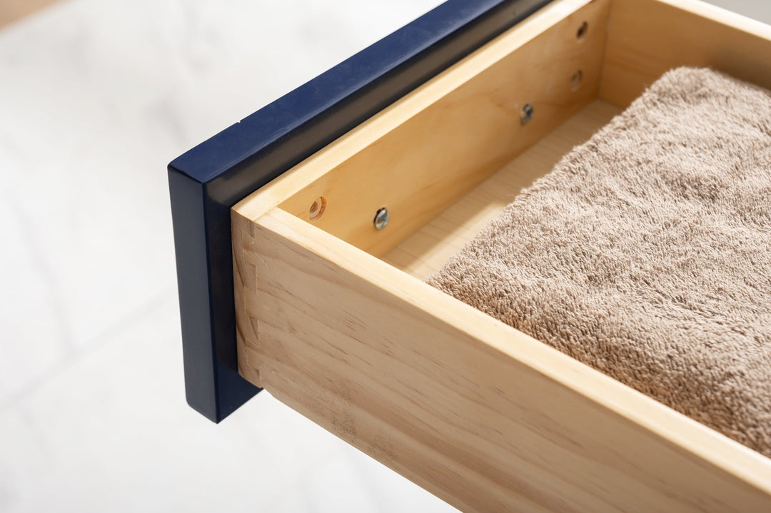 Milano 54" Single Sink Vanity with White Quartz Top - Design Element Bath Kitchen - Bathroom Vanity - Navy with Satin Gold Hardware