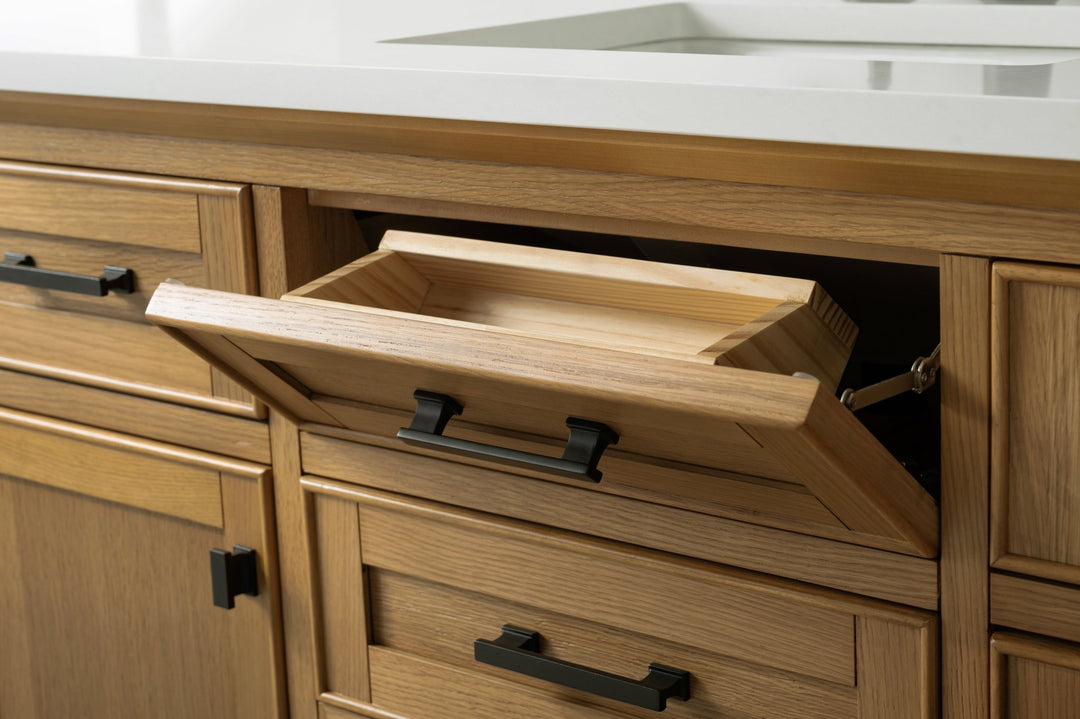 Milano 54" Single Sink Vanity with White Quartz Top - Design Element Bath Kitchen - Bathroom Vanity - Navy with Satin Gold Hardware