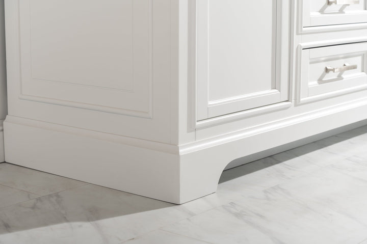 Milano 54" Single Sink Vanity with White Quartz Top - Design Element Bath Kitchen - Bathroom Vanity - Navy with Satin Gold Hardware