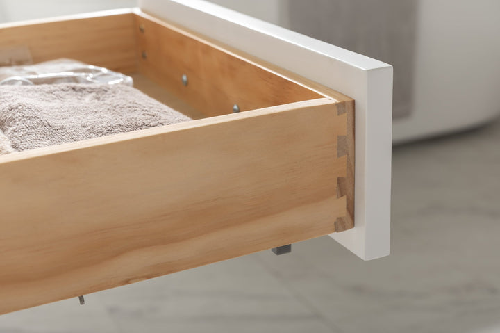 Milano 54" Single Sink Vanity with White Quartz Top - Design Element Bath Kitchen - Bathroom Vanity - Navy with Satin Gold Hardware