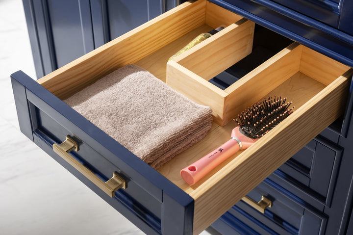 Milano 60" Single Sink Vanity with White Quartz Top - Design Element Bath Kitchen - Bathroom Vanity - Heritage Oak with Matte Black Hardware