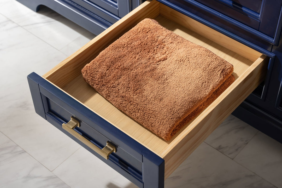 Milano 60" Single Sink Vanity with White Quartz Top - Design Element Bath Kitchen - Bathroom Vanity - Heritage Oak with Matte Black Hardware