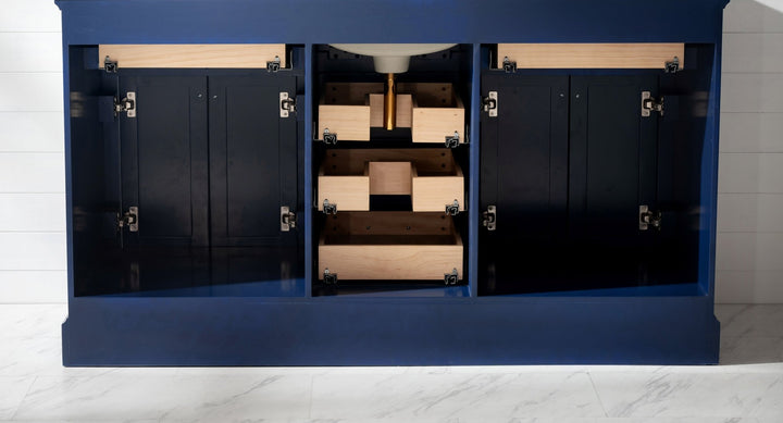 Milano 60" Single Sink Vanity with White Quartz Top - Design Element Bath Kitchen - Bathroom Vanity - Heritage Oak with Matte Black Hardware