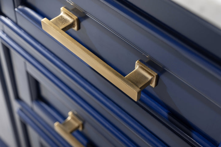 Milano 60" Single Sink Vanity with White Quartz Top - Design Element Bath Kitchen - Bathroom Vanity - Heritage Oak with Matte Black Hardware