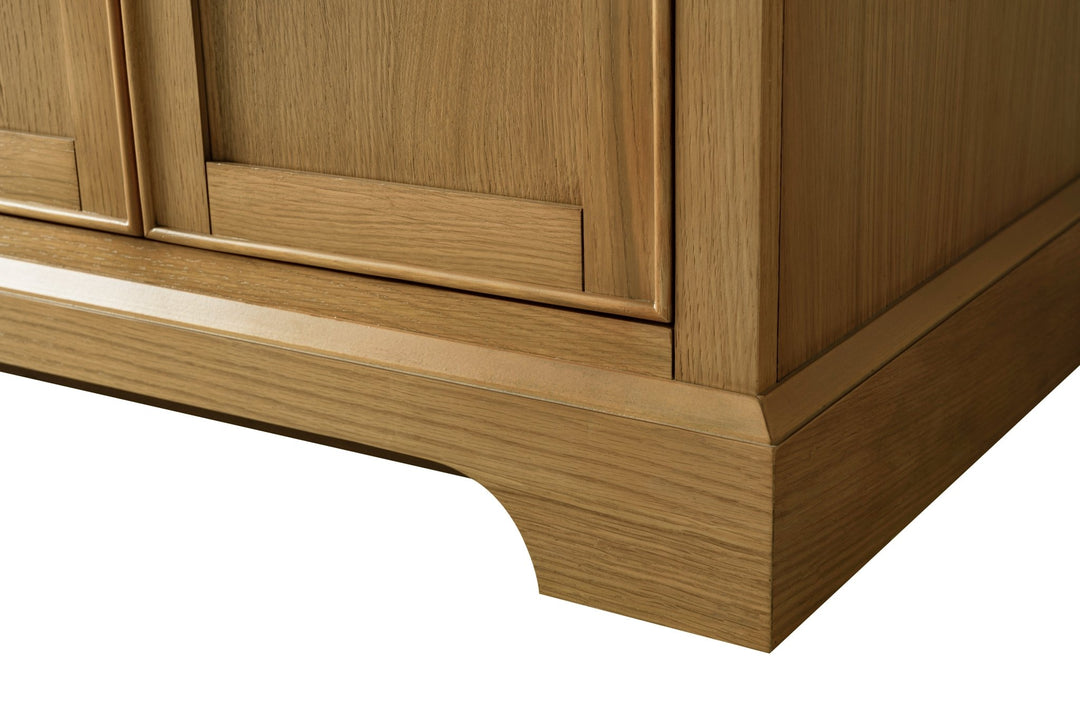 Milano 60" Single Sink Vanity with White Quartz Top - Design Element Bath Kitchen - Bathroom Vanity - Heritage Oak with Matte Black Hardware