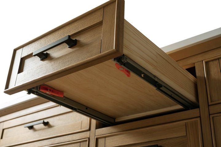 Milano 60" Single Sink Vanity with White Quartz Top - Design Element Bath Kitchen - Bathroom Vanity - Heritage Oak with Matte Black Hardware