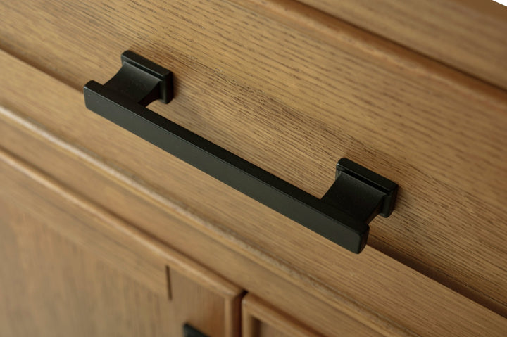 Milano 60" Single Sink Vanity with White Quartz Top - Design Element Bath Kitchen - Bathroom Vanity - Heritage Oak with Matte Black Hardware