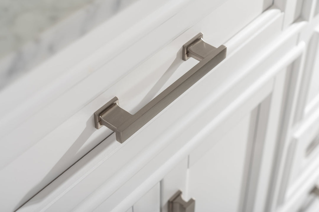 Milano 60" Single Sink Vanity with White Quartz Top - Design Element Bath Kitchen - Bathroom Vanity - Heritage Oak with Matte Black Hardware