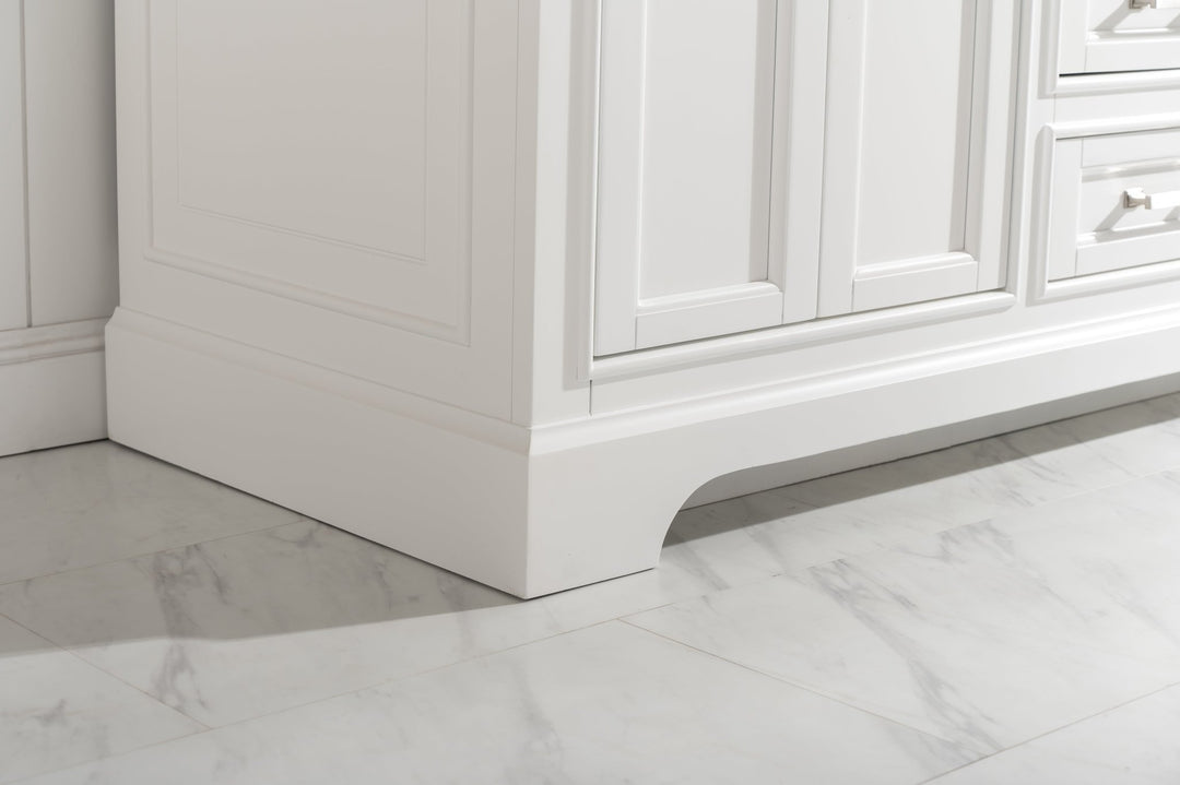 Milano 60" Single Sink Vanity with White Quartz Top - Design Element Bath Kitchen - Bathroom Vanity - Heritage Oak with Matte Black Hardware